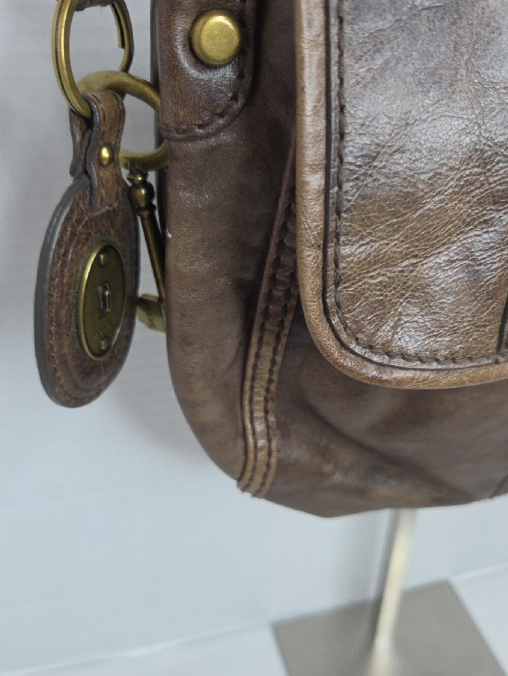 Vintage Fossil Brown Leather Shoulder Bag - Picture 6 of 11